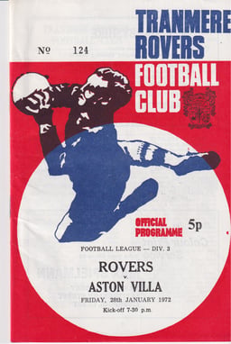 Tranmere Rovers v Aston Villa Match Programme 1972-01-28